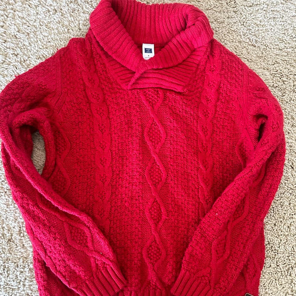 Janie and Jack Boys red cable-knit sweater. Size 6
